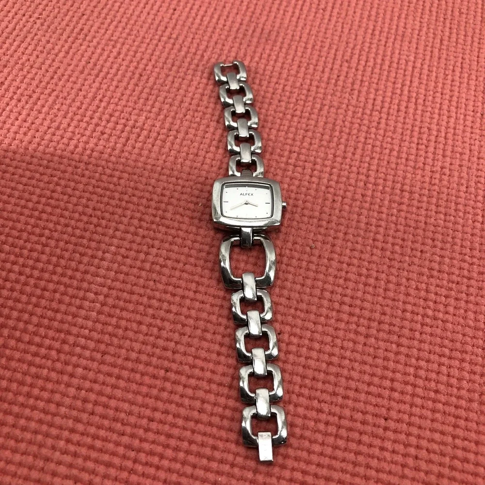 Alfex Swiss Made Women's Watch Silver Tone Bracelet Band Needs Battery